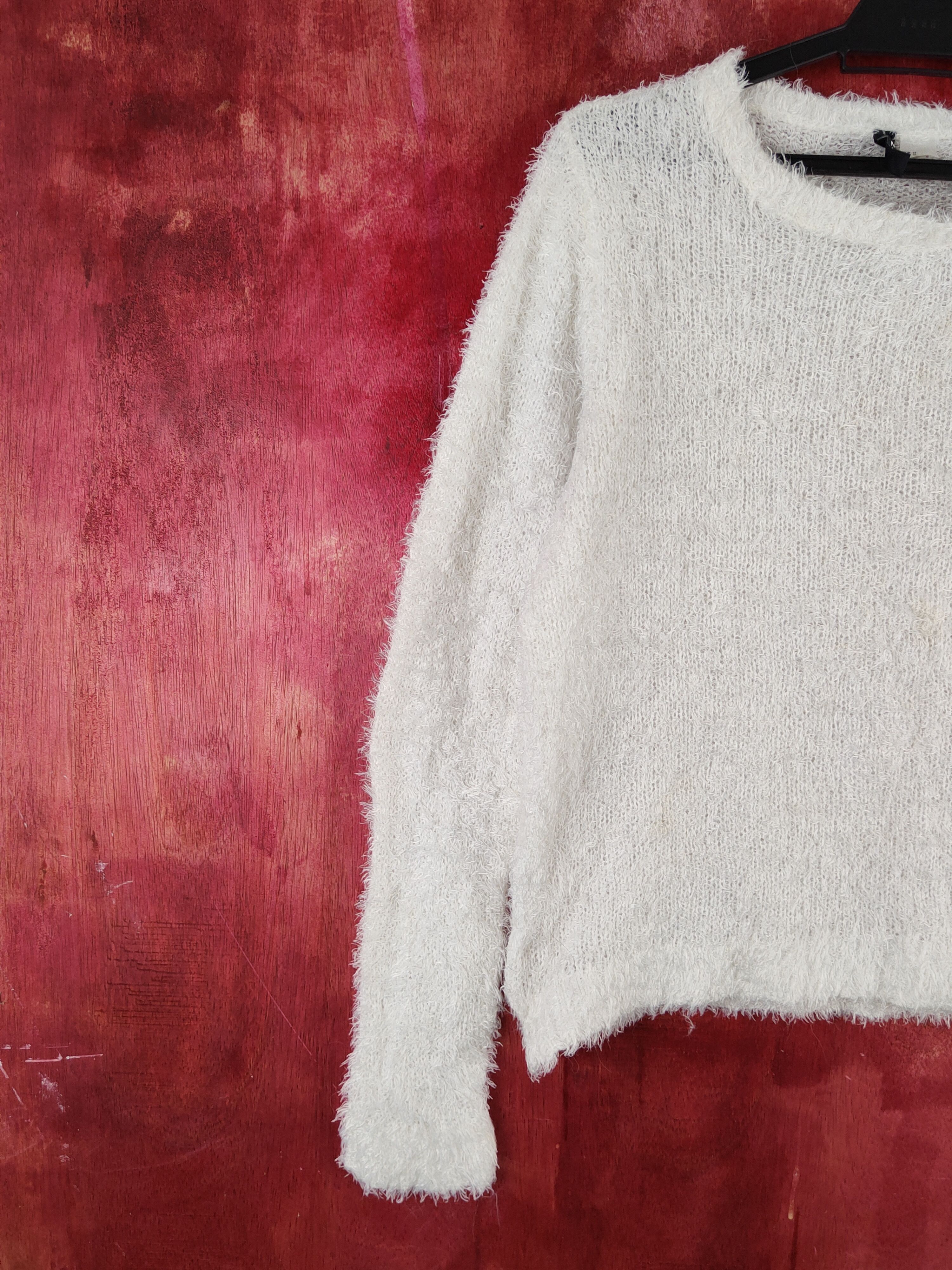 Divided × Homespun Knitwear × Japanese Brand Divided White Shag Shaggy Fur Mohair Knitwear #S2010 Size M / US 6-8 / IT 42-44 - 3 Thumbnail