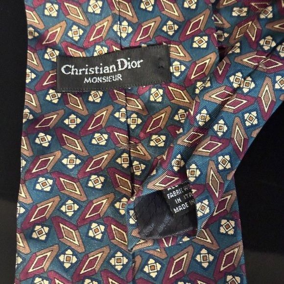 Christian Dior Monsieur × Dior Dior Rare Mid Century Modernist Teal Red Diamond Mod Silk Ti Size ONE SIZE - 2 Thumbnail