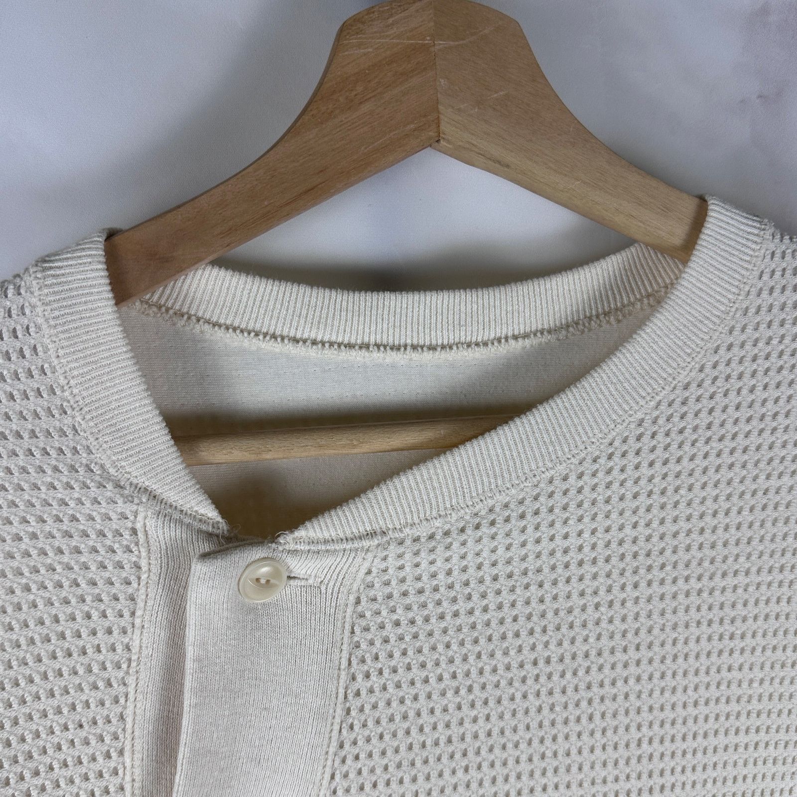 SOSHIOTSUKI Asymmetrical Cream Waffle Thermal Longsleeve Size US M / EU 48-50 / 2 - 4 Thumbnail