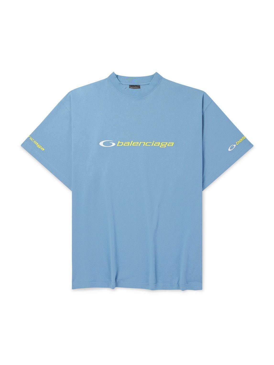 Balenciaga Oversized Logo-Embroidered Cotton-Jersey T-Shirt in blue Size US M / EU 48-50 / 2 - 1 Thumbnail