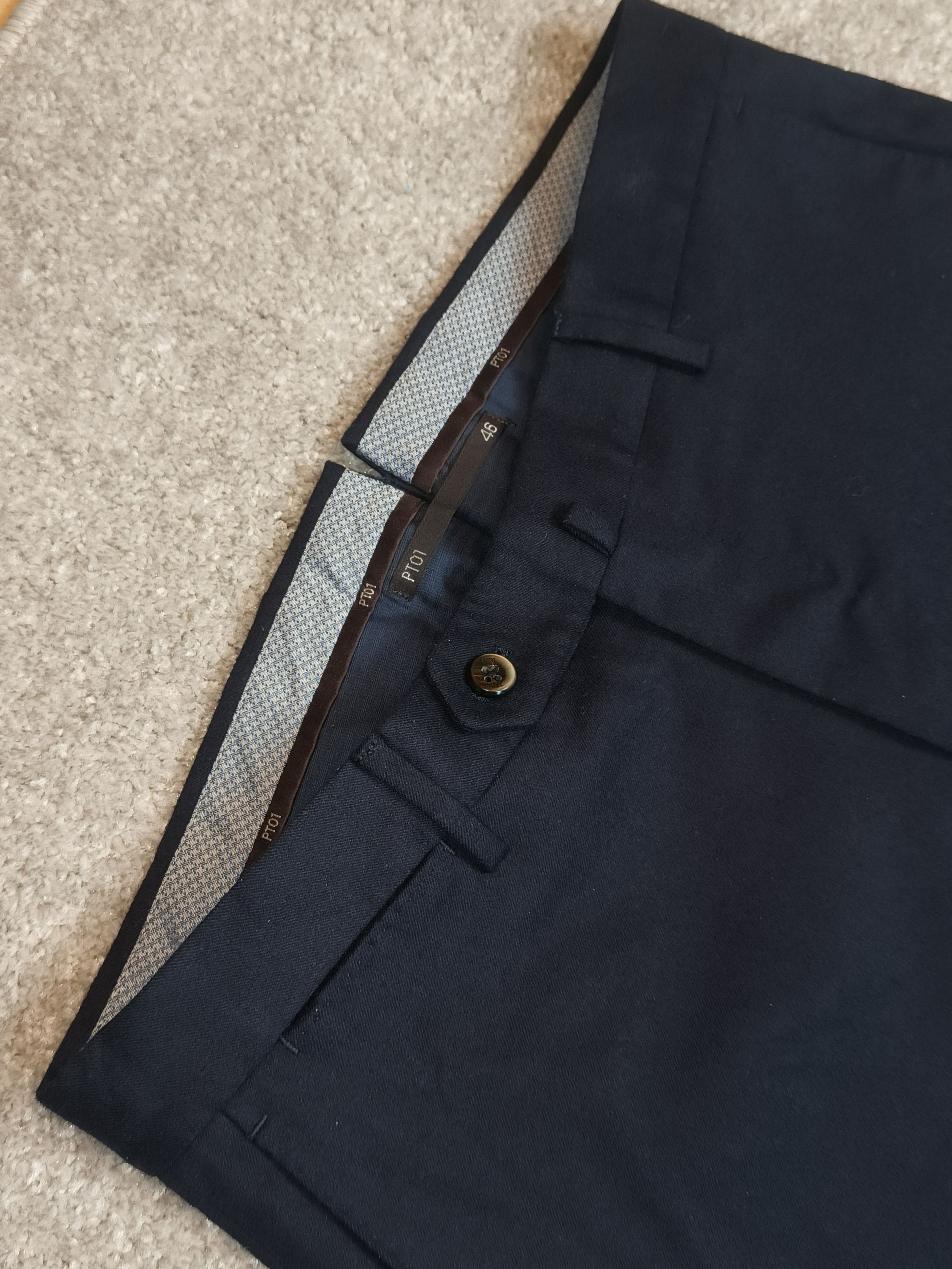 PT Torino Pt01 Stretch Super Slim Fit Virgin Wool Pants Navy Dark Blue Size US 30 / EU 46 - 2 Thumbnail