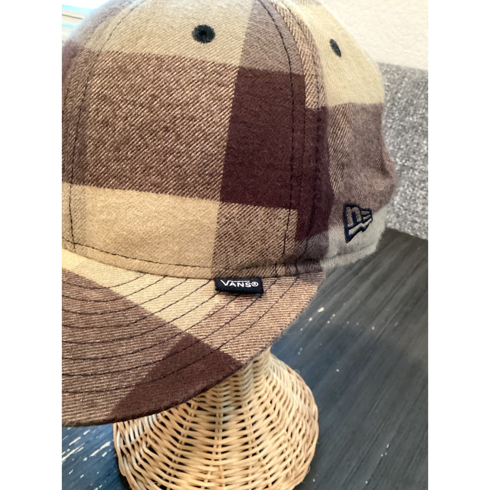 Vans Vans x New Era Fitted Hat 7 1/4 Brown Baseball Cap Unisex Adults 59Fifty Check Pattern Logo Off the Wall Van Engelen 90s? Size ONE SIZE - 2 Thumbnail
