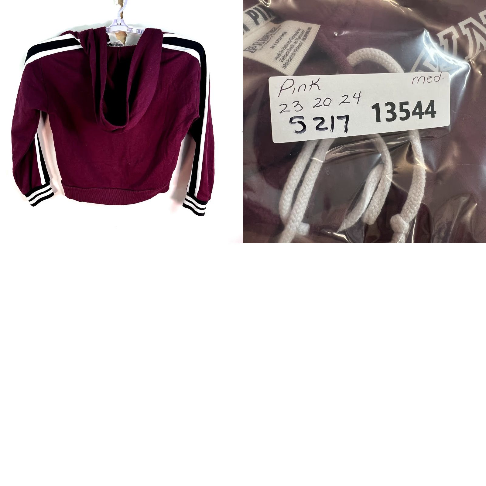Victoria's Secret VS Pink Sweatshirt Hodded Women’s Size M Maroon Pink Striped Logo Embroidered Hooded Pullover All Seasons Activewear Rainbow Love Logo Womens VS PINK Size M / US 6-8 / IT 42-44 - 8 Thumbnail