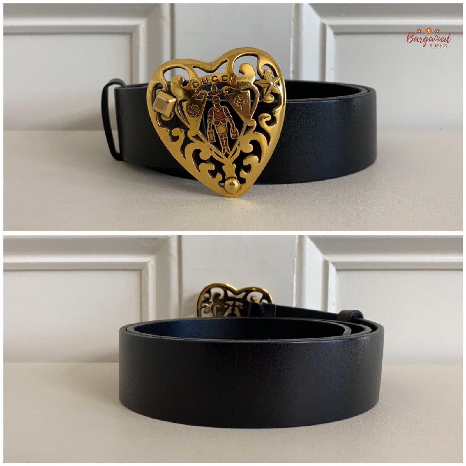 Gucci Gucci Black Calfskin Leather Gold Hysteria Heart Buckle Belt Size 32 - 8 Thumbnail