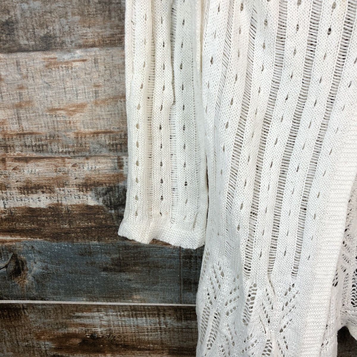 Japanese Brand Peyton Place White crochet meshnet Cardigan Knitwear #A2256 Size M / US 6-8 / IT 42-44 - 7 Thumbnail
