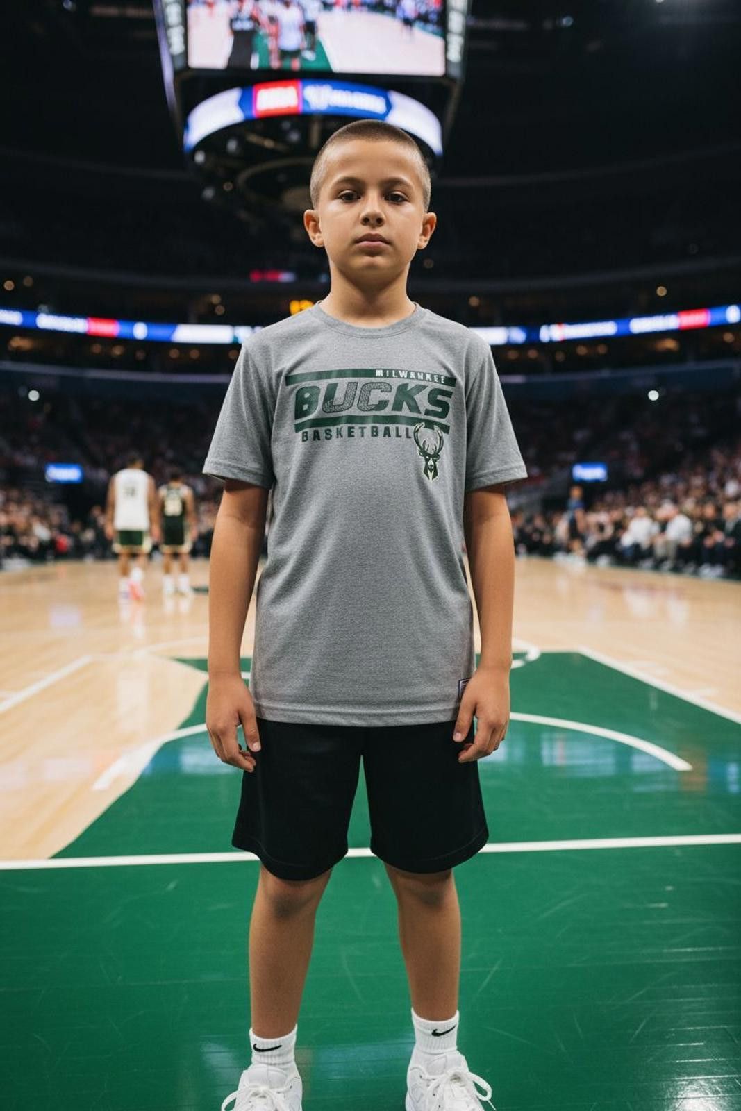 NBA Milwaukee Bucks Youth Basketball T-Shirt Gray Unisex Kids' Size US L / EU 52-54 / 3 - 1 Thumbnail