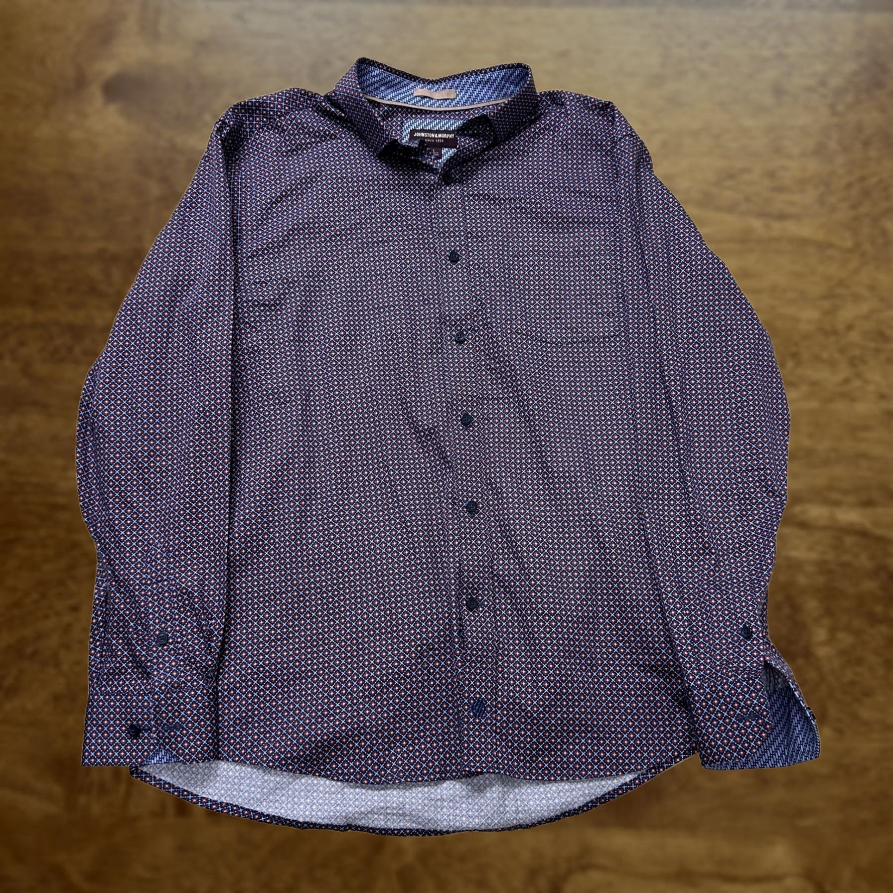 Johnston & Murphy Johnston & Murphy Shirt Mens Large Red Geometric Long Sleeve Button-Up Casual Size US L / EU 52-54 / 3 - 1 Thumbnail