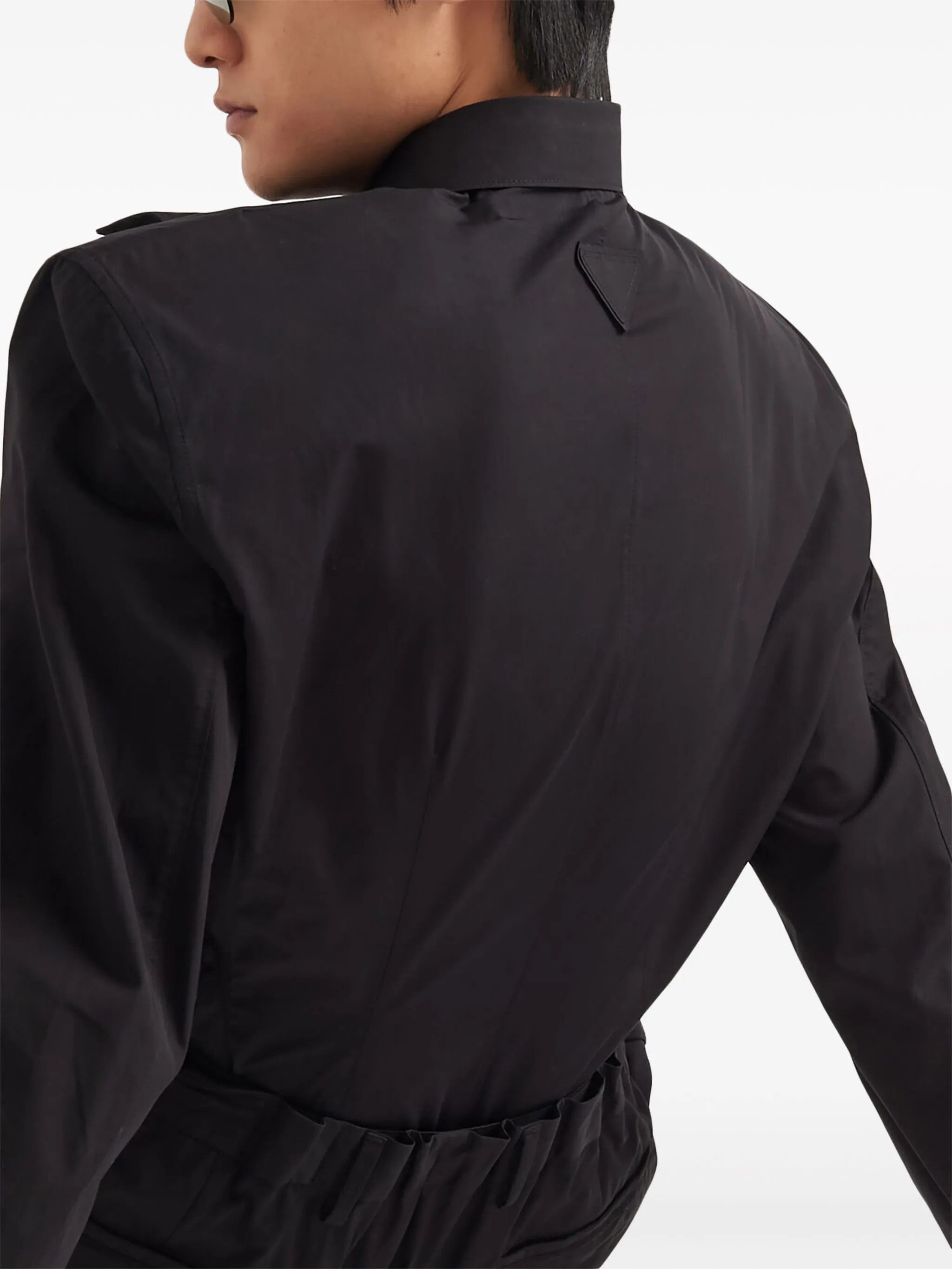Prada o1mt1gz0225 Single-Breasted Cotton Jacket in Black Size US XL / EU 56 / 4 - 5 Thumbnail