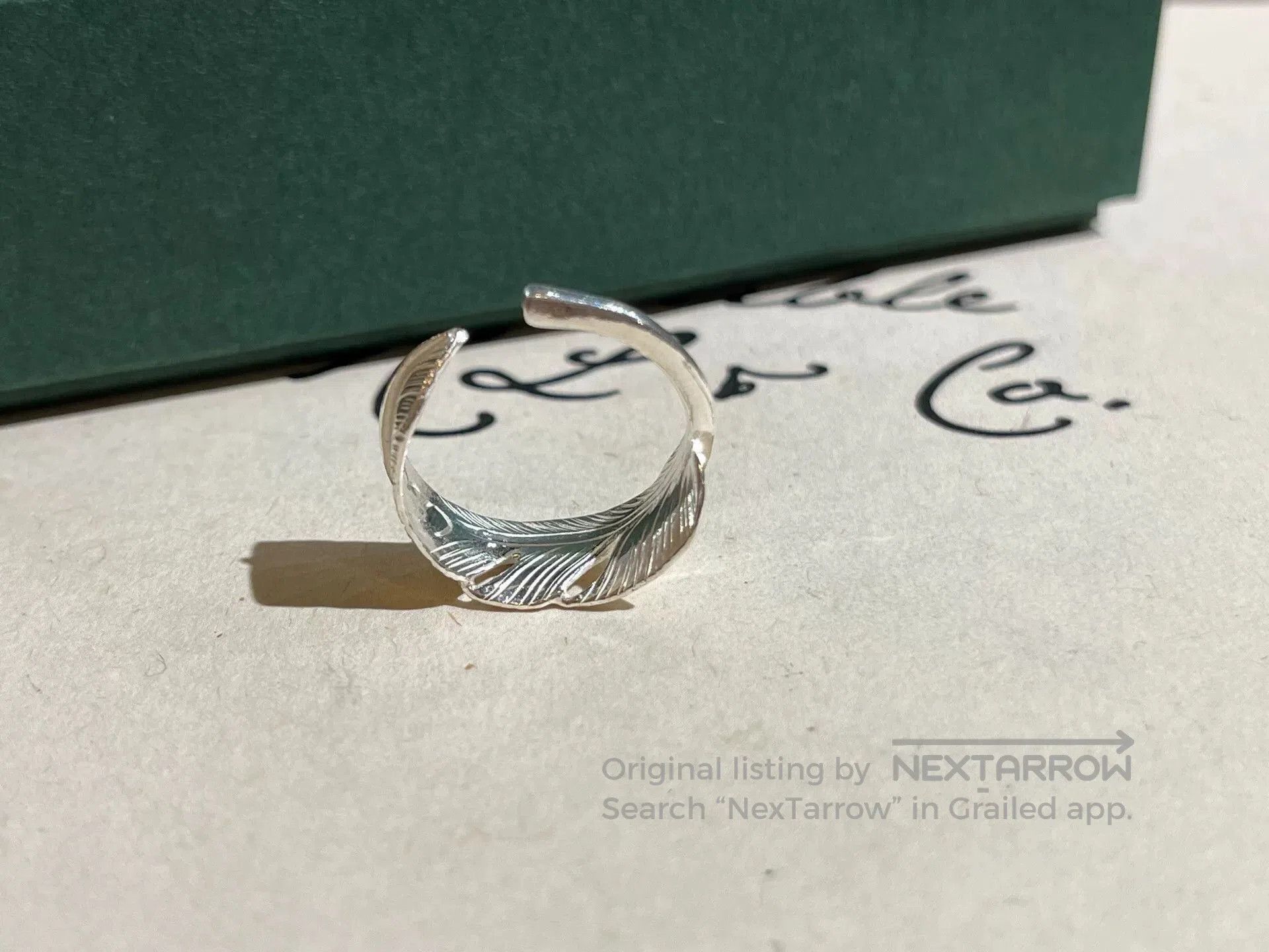 Takumi elegant silver feather ring adjustable size. Size ONE SIZE - 7 Thumbnail