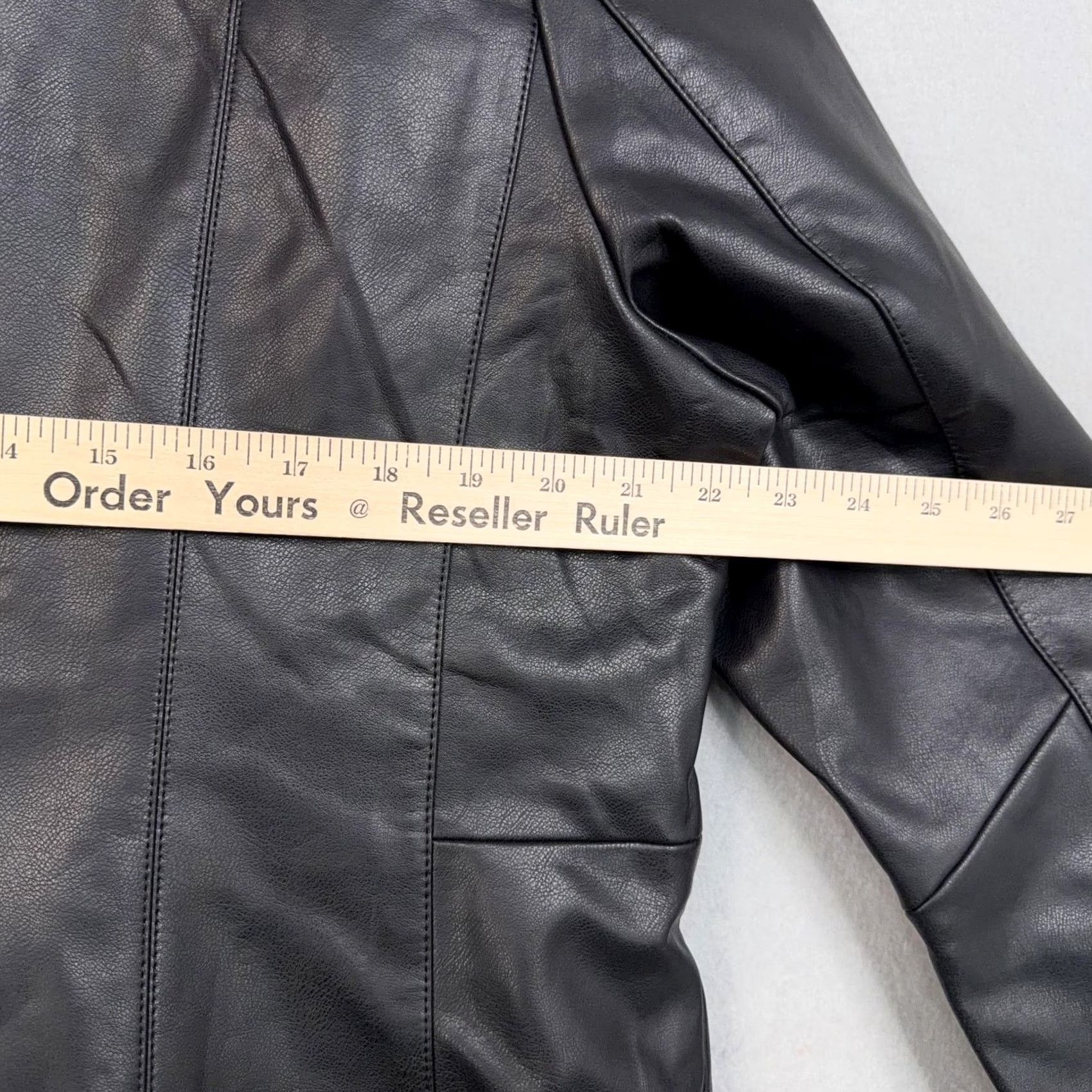 Kenneth Cole Kenneth Cole Jacket Womens XL Black Faux Leather Full Zip Mid Length Classic Size XL / US 12-14 / IT 48-50 - 6 Thumbnail