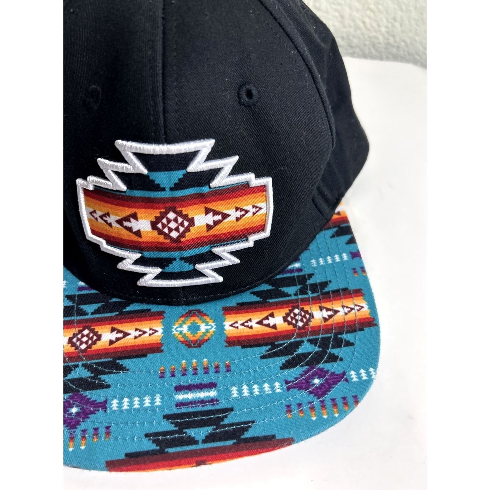 Native VINTAGE Aztec Native Tribal Print SnapBack Hat Flat Brim Cap One Size M-54 Baseball Size ONE SIZE - 3 Thumbnail