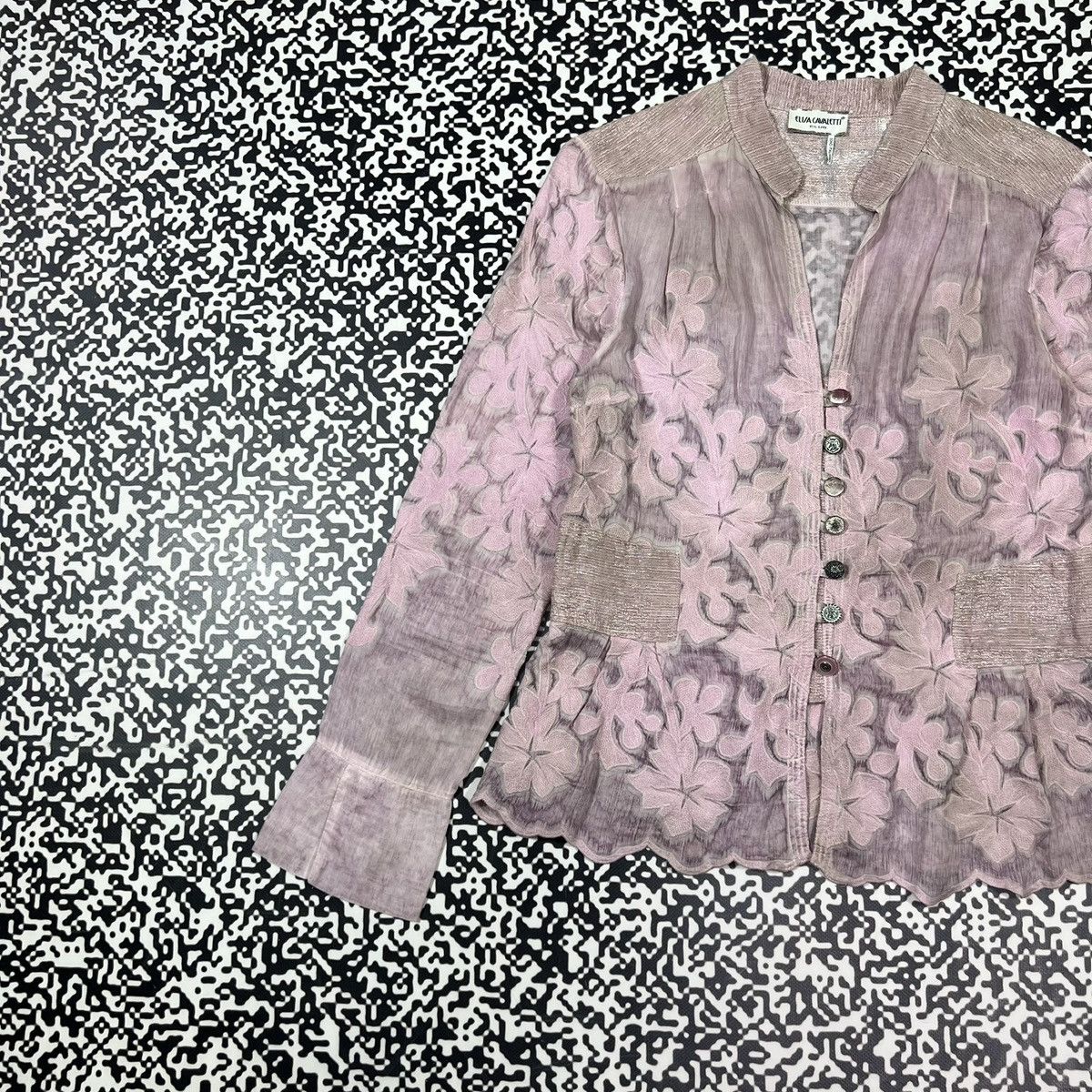 Elisa Cavaletti Vintage Y2K Elisa Cavaletti Silk Linen Luxury Floral Blazer Size M / US 6-8 / IT 42-44 - 5 Thumbnail