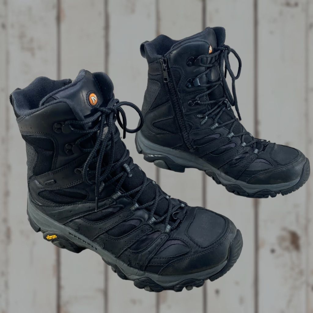 Merrell Merrell Men Boot Winter Waterproof Leather Vibram Side Zip 11 Black Hiking Crosslander Size US 11 / EU 44 - 1 Thumbnail