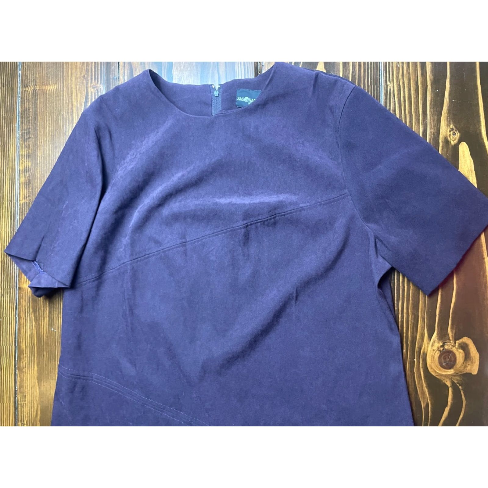 Vintage Sag Harbor Dress Women’s XL Purple Below the Knee 40" Length Knee Length Round Neck Zip Sheath Solid Vintage? No Size XL / US 12-14 / IT 48-50 - 3 Thumbnail