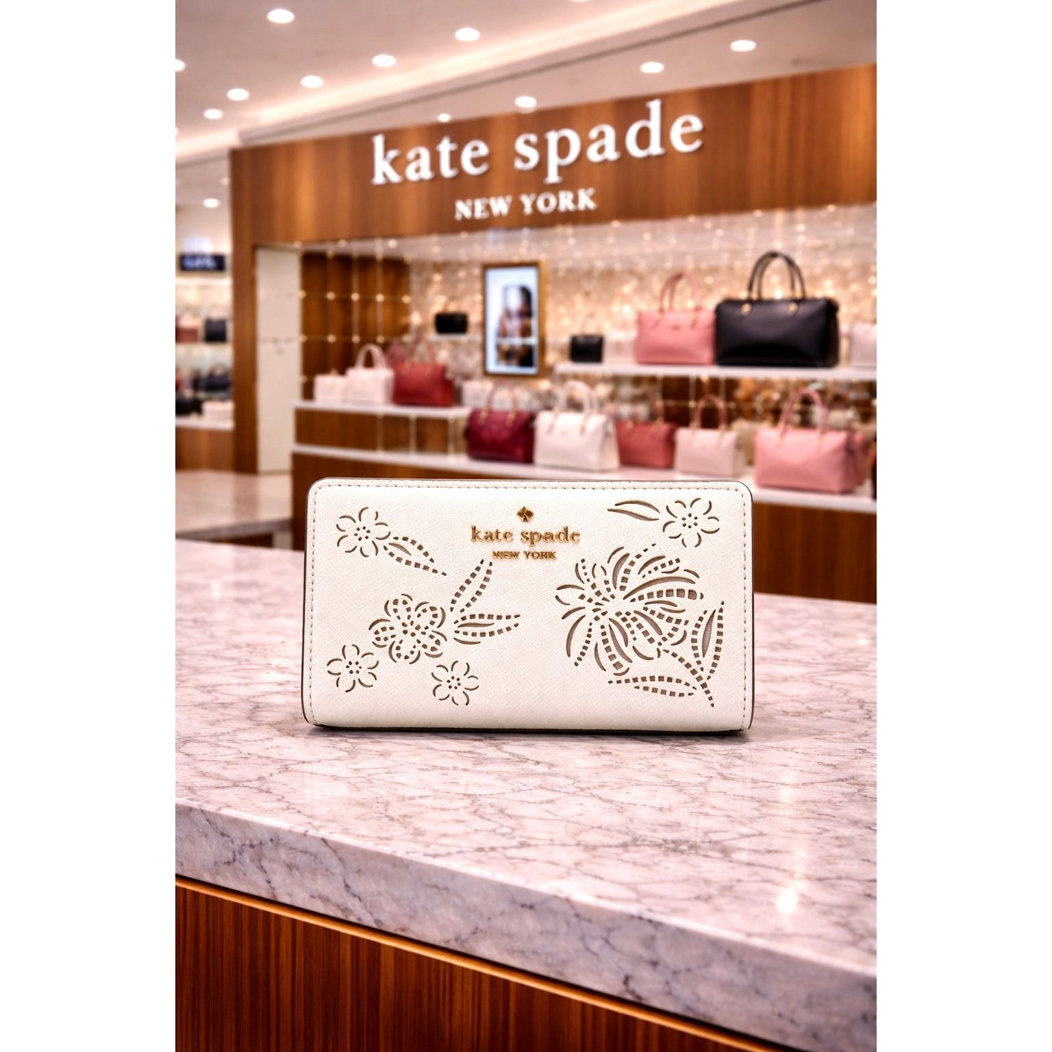 Kate Spade Kate Spade Madison Perforated Medium Bifold Wallet Merinque Size ONE SIZE - 1 Thumbnail