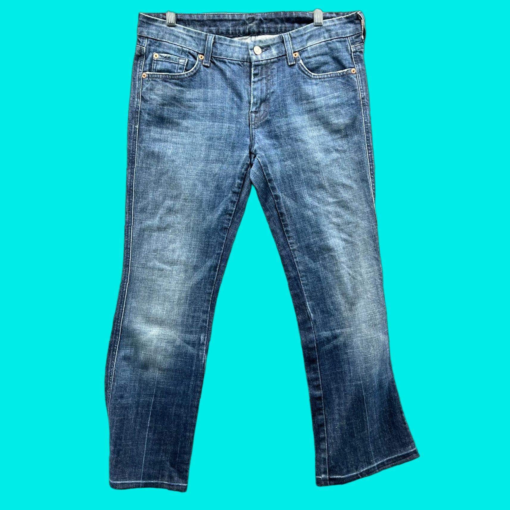 7 For All Mankind 7 For All Mankind Jeans Mens 30 Blue Denim Straight Stone Wash Baggy Regular Rise Mid 30in Inseam 5-Pocket Size US 30 / EU 46 - 1 Thumbnail