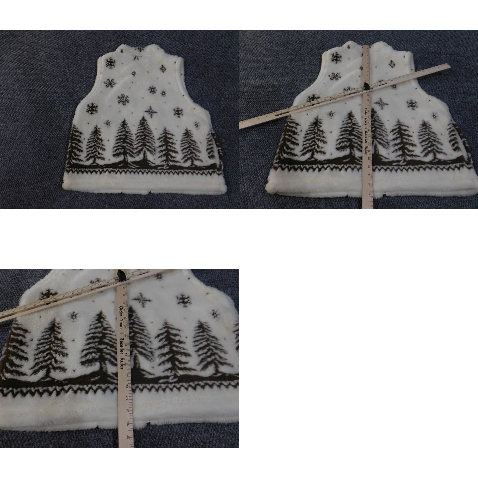 Vintage Cobblestone Canyon Vest Womens XL White Sherpa Fleece Zip Winter Made USA Beige Brown Snowflake Pine Tree Pattern Size XL / US 12-14 / IT 48-50 - 9 Thumbnail