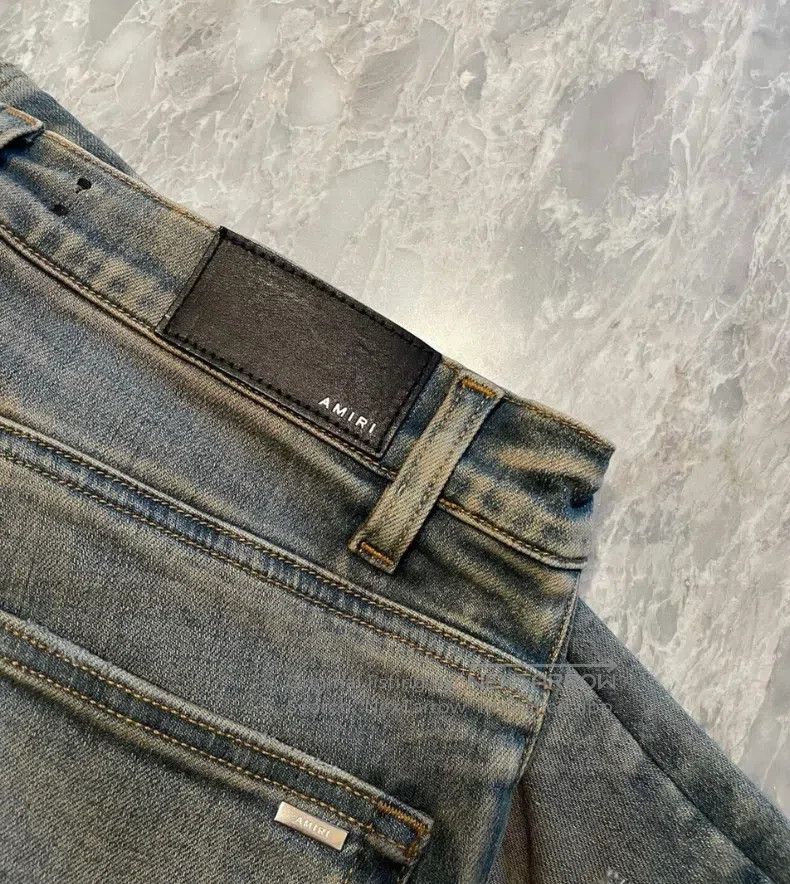 Amiri Amiri Classic Yellow Mud Glitter Patchwork Denim Jeans, Si Size US 29 - 4 Thumbnail