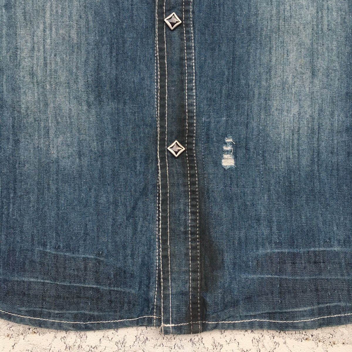 If Six Was Nine Semantic Design Distressed Denim Shirt ifsixwasnine LGB Size US L / EU 52-54 / 3 - 6 Thumbnail