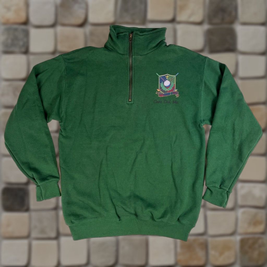 Tultex VINTAGE Tultex Cape Cod, MA Golf Logo 1/4 Zip Pullover Sweatshirt M Green Mens Sweatshirt 1/4 Zip Golf Cape Cod Tultex Vintage Cap Size US M / EU 48-50 / 2 - 1 Thumbnail