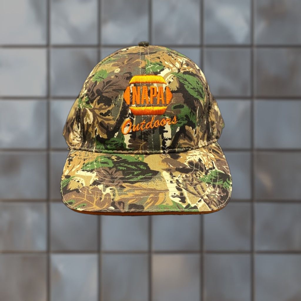 Vintage VINTAGE Napa Auto Outdoors Hat Baseball Cap Adult One Size Brown Camo Embroidered Logo Adjustable Size ONE SIZE - 1 Thumbnail