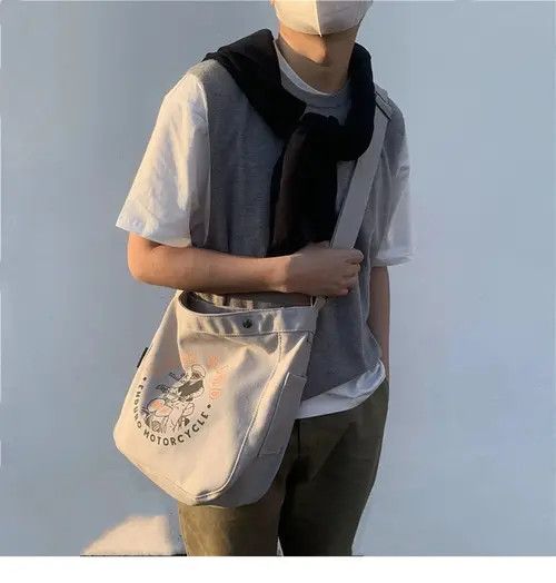 Japanese Brand 90s retro cartoon graphic canvas shoulder bag crossbody y2k Size ONE SIZE - 8 Thumbnail