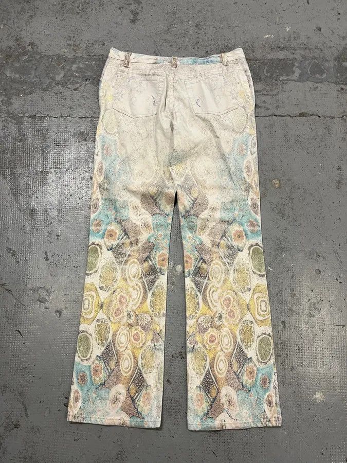 Roberto Cavalli 2000s Roberto Cavalli Gradient Ornaments White Pants Size US 32 / EU 48 - 2 Thumbnail