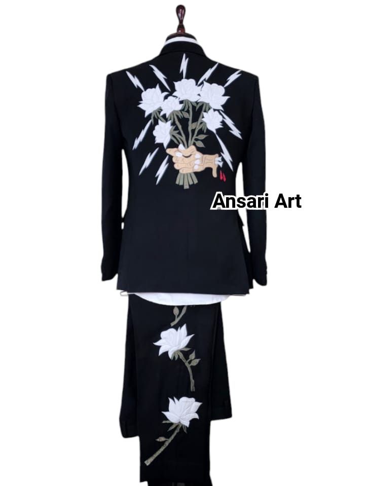 Other Men 2PC Customized floral embroidery western cocktail outfit Size 44S - 5 Thumbnail