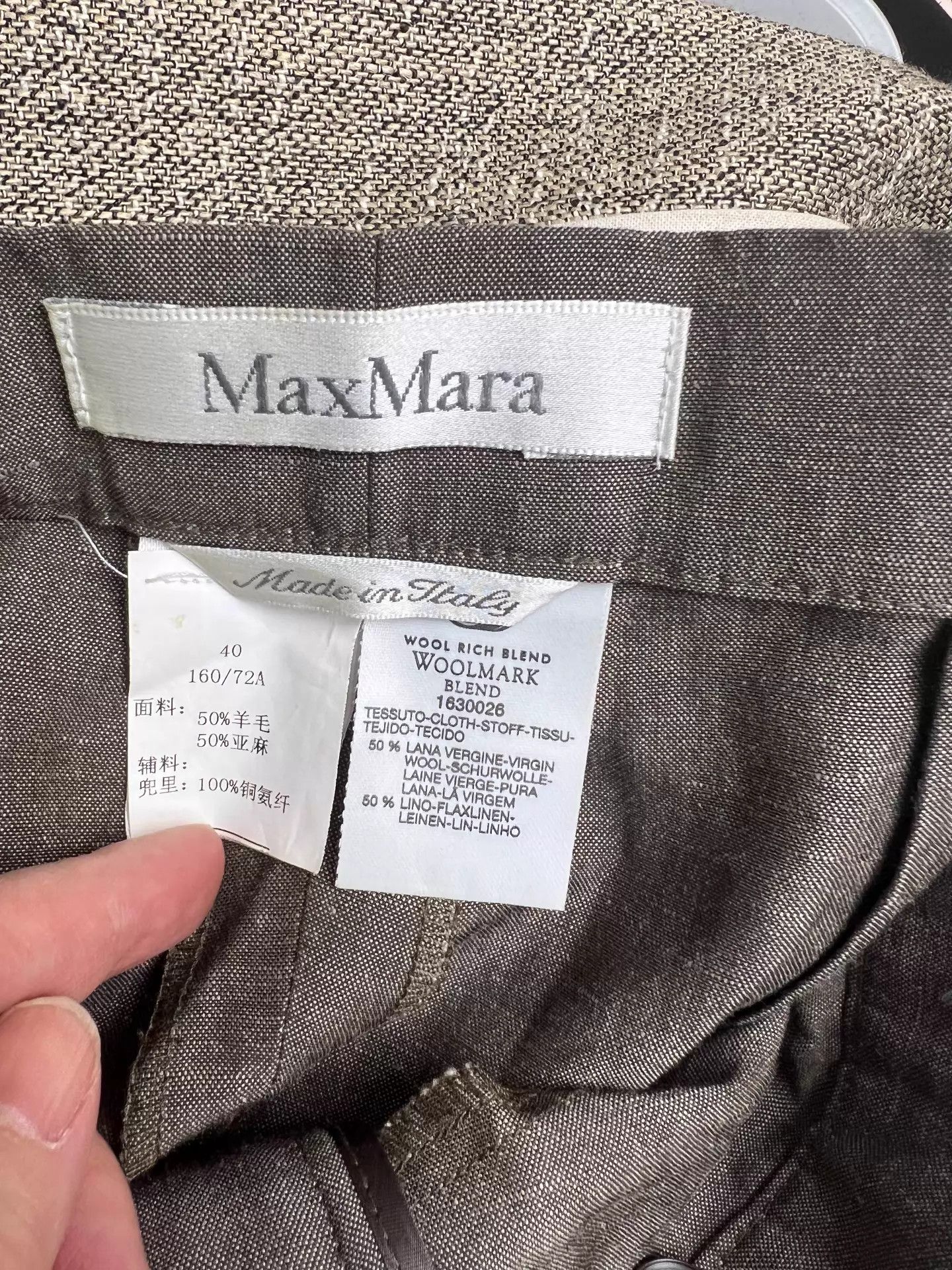 Max Mara MaxMara Camel Wool-Linen High-Waisted Pants (40, Milan, New) Size 27" / US 4 / IT 40 - 4 Thumbnail