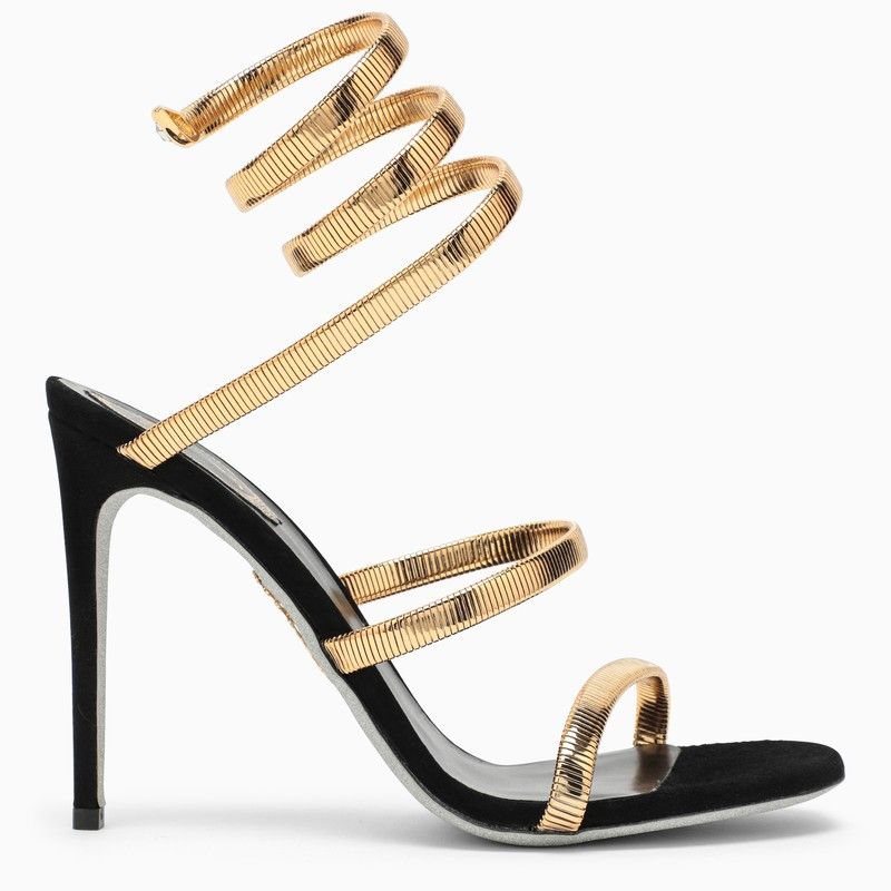 image of Rene Caovilla Juniper 105 Black/gold Sandal, Women's (Size 6)