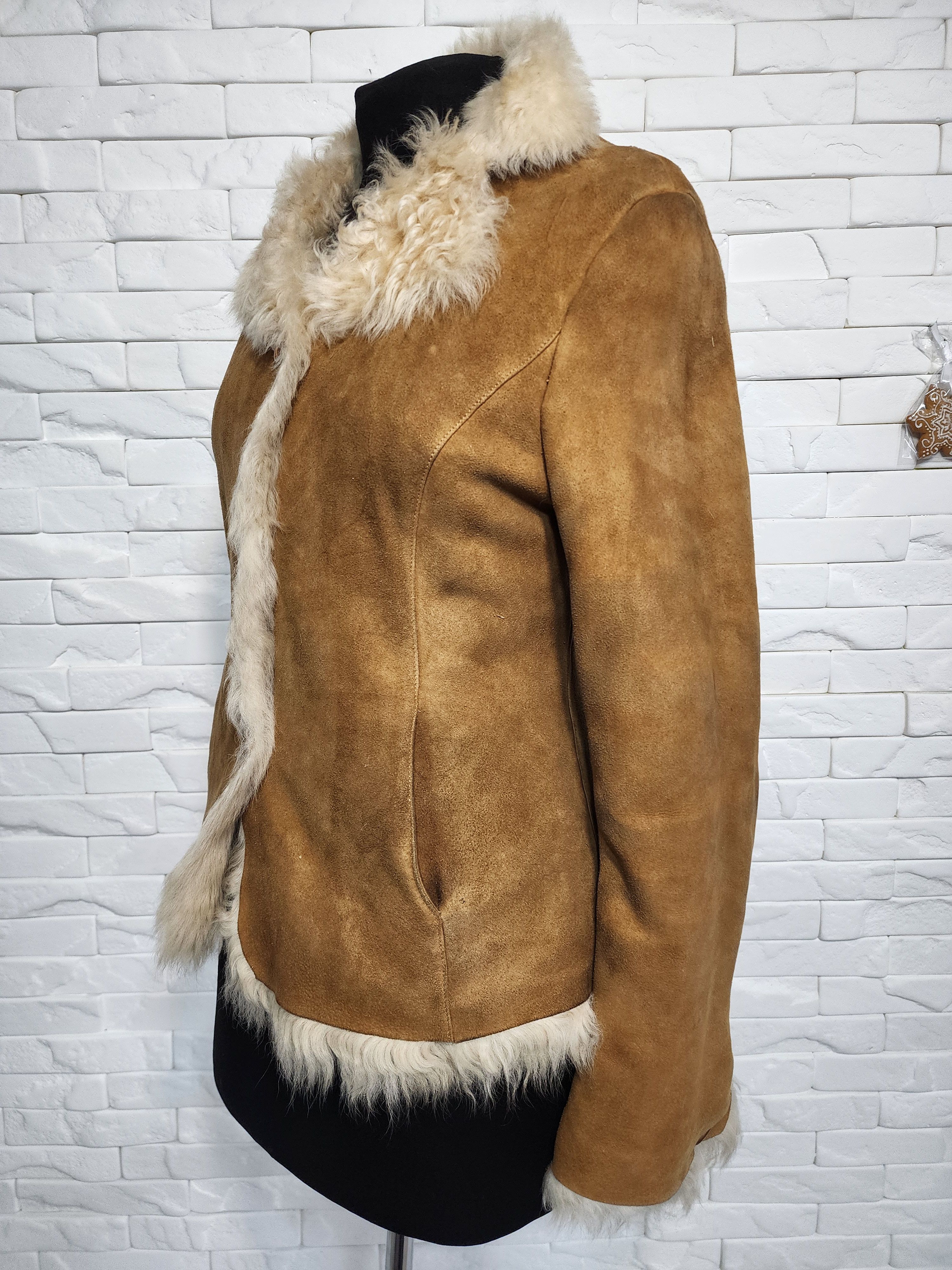 Furla Brown Sheepskin Coat: Women's Leather Weave Winter Coat Size M / US 6-8 / IT 42-44 - 2 Thumbnail