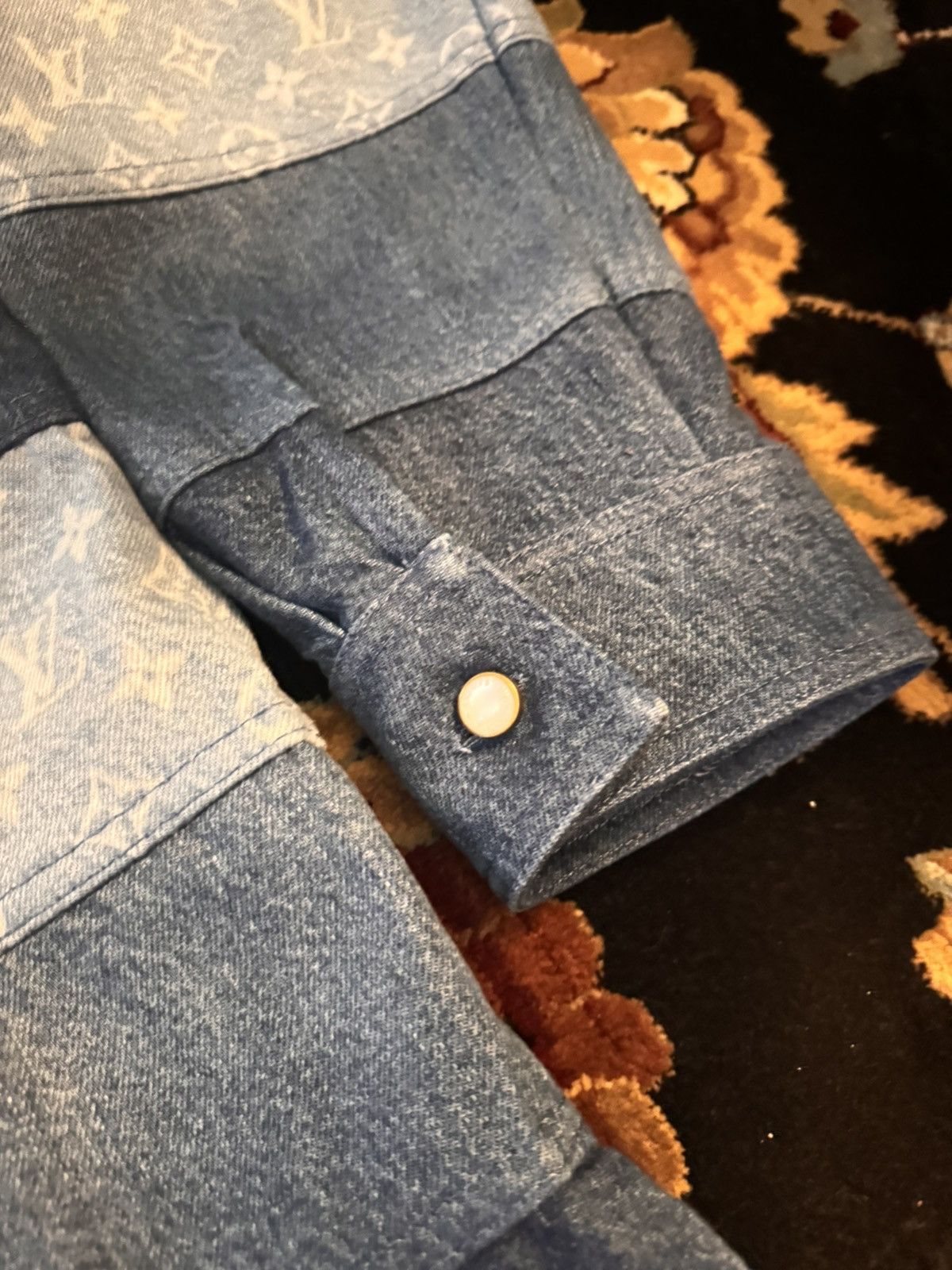 Louis Vuitton Louis Vuitton Patchwork Long-Sleeved Denim Polo Shirt Size US L / EU 52-54 / 3 - 9 Thumbnail