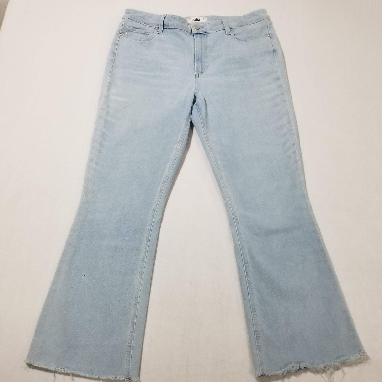 Paige Paige Denim 32 Colette Crop Flare Jeans Fringe Raw Hem Size 32" / US 10 / IT 46 - 11 Thumbnail