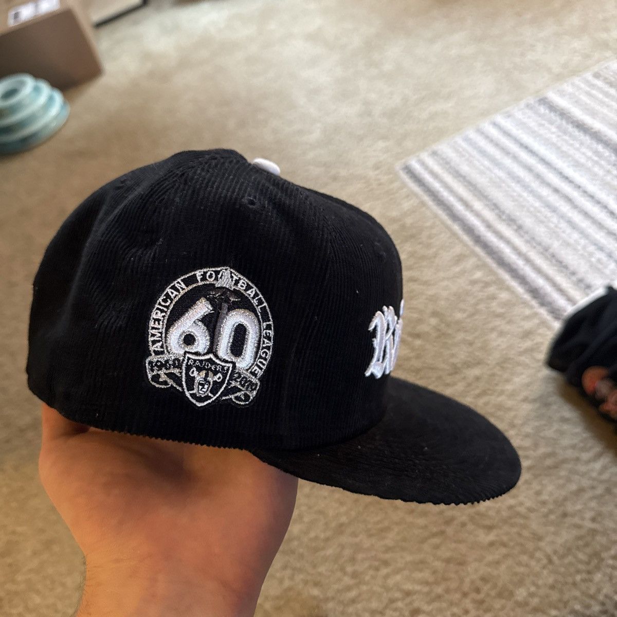 New Era 7 5/8 Raider 60th Anniversary Corduroy 59fifty Fitted Hat Size ONE SIZE - 3 Thumbnail