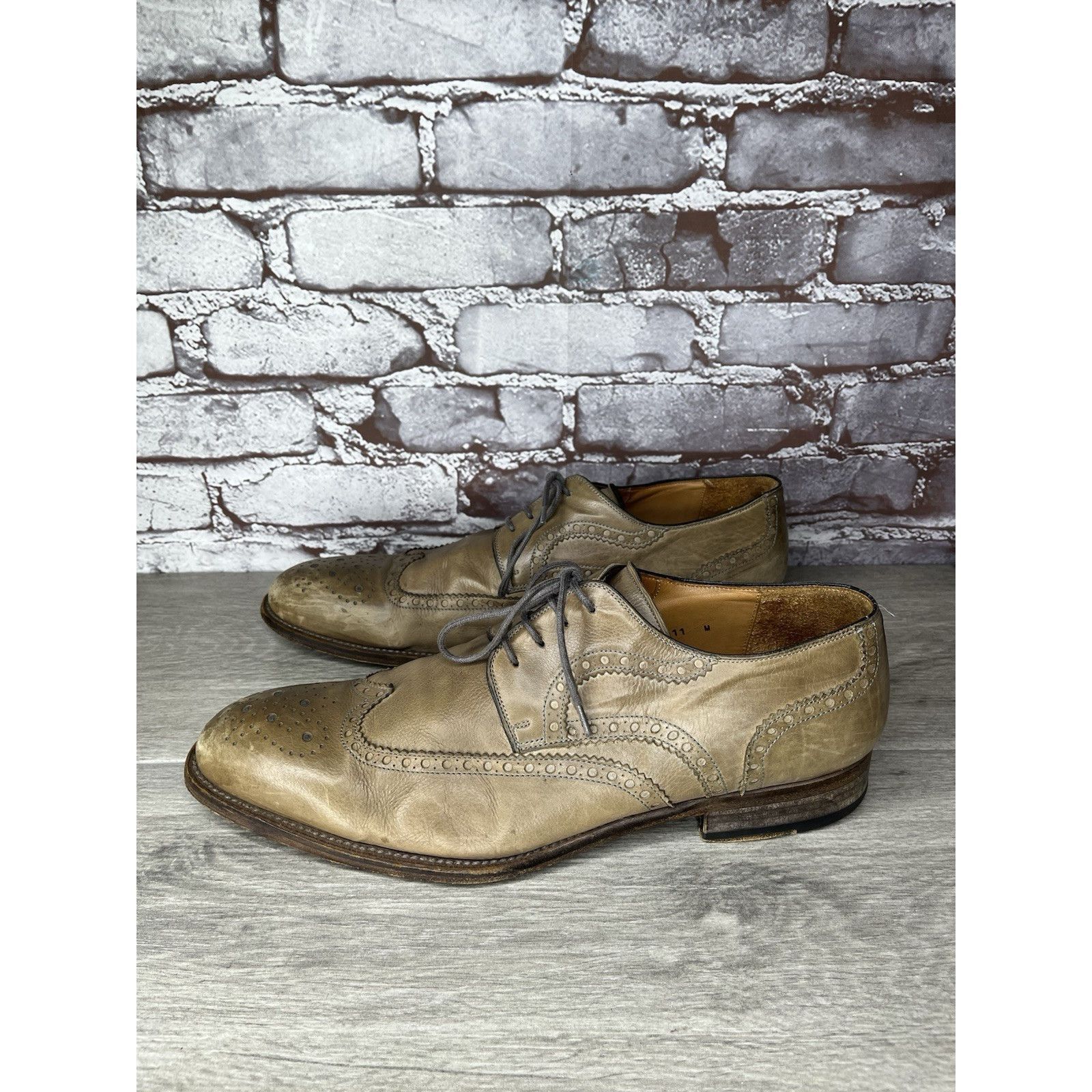 Magnanni MAGNANNI Gray Leather Brogue Wingtip Derby Lace Dress Shoes Size US 11 / EU 44 - 1 Thumbnail