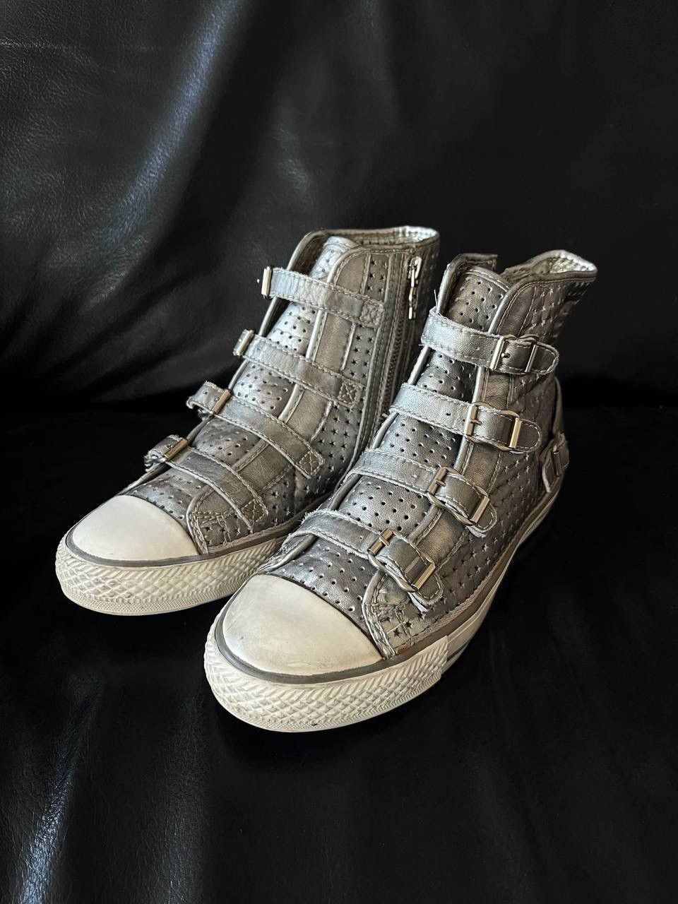 ASH Ash Star Perforated Silver Strap Punk Sneakers Size US 7 / IT 37 - 2 Thumbnail