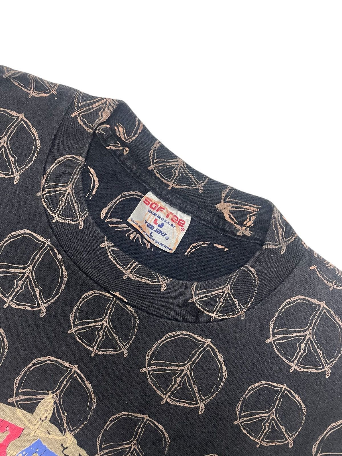 Other × Vintage Vintage 90s PEACE SIGN AOP T-shirt Size US L / EU 52-54 / 3 - 3 Thumbnail