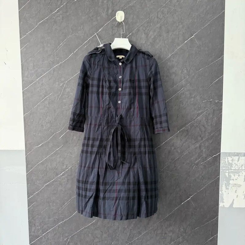 Burberry Burberry Dark Blue Cotton Women's Dress Size ONE SIZE - 1 Thumbnail
