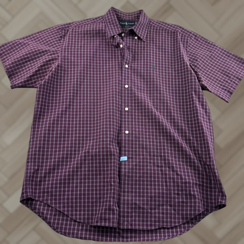 Polo Ralph Lauren Ralph Lauren Shirt Polo Blake Short Sleeve Plaid Button Front Mens Large Purple Size US L / EU 52-54 / 3 - 1 Thumbnail