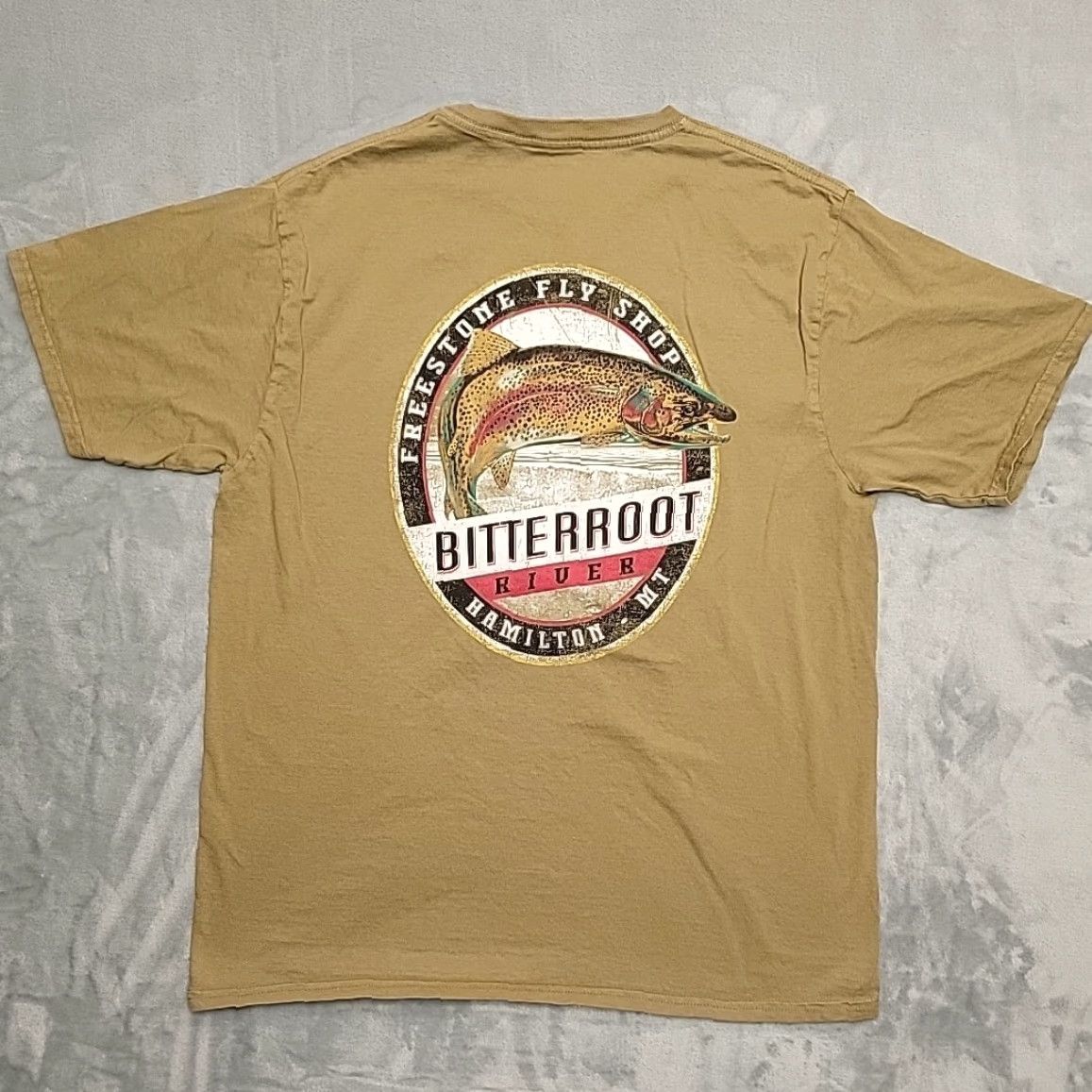 Vintage Freestone Fly Shop Shirt Mens M Green Hamilton Montana Rainbow Trout TEE Shirt Mens Green USA Outdoor Fish Crew Neck Cotton Jersey Short Sleeve Size US M / EU 48-50 / 2 - 4 Thumbnail
