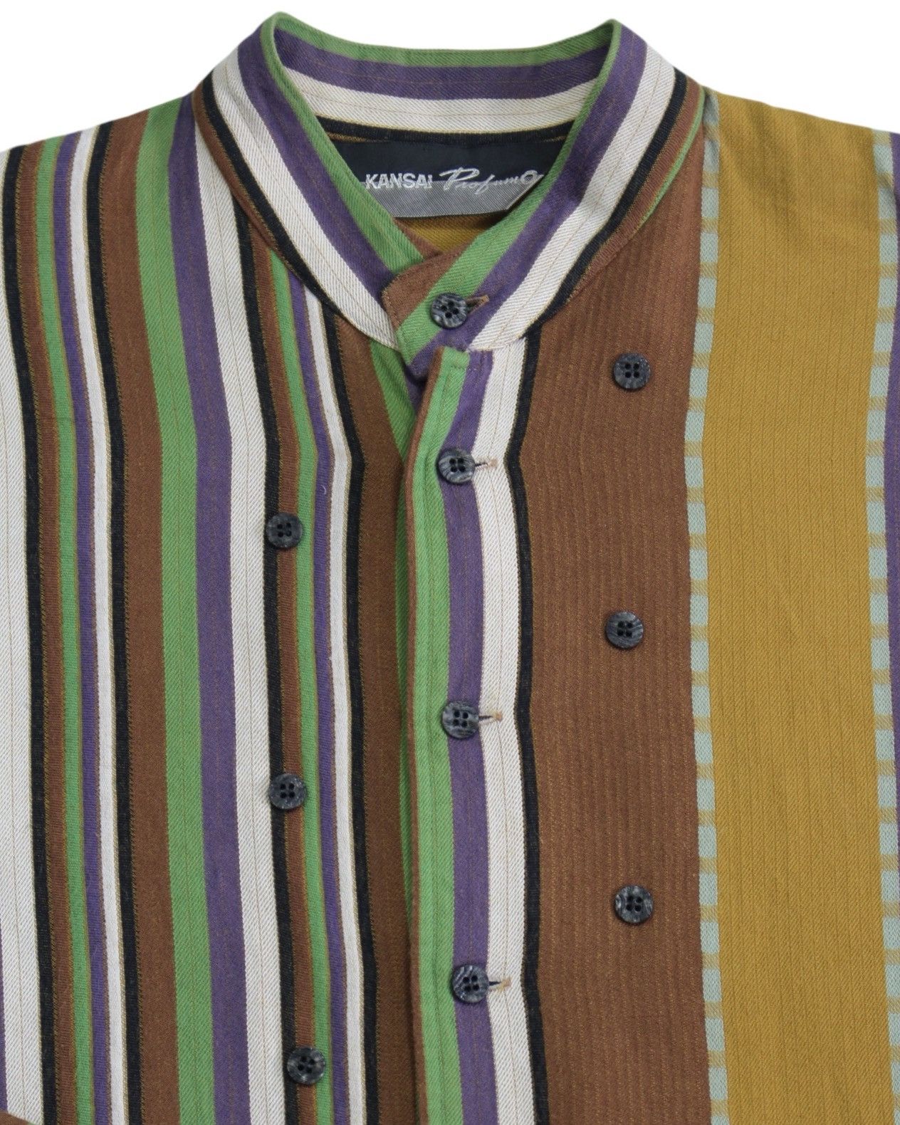 Kansai Yamamoto × Vintage 1990S KANSAI PROFUMO COLLARLESS SHIRT Size US M / EU 48-50 / 2 - 4 Thumbnail