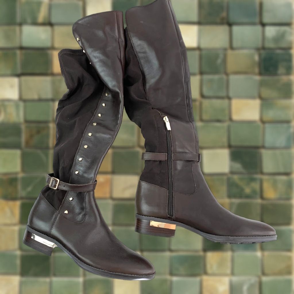 Vince Camuto Vince Camuto Pelda Tall Knee High Brown Leather Sock Boots Size 8.5 EU 38.5 Womens Size US 9 / IT 39 - 1 Thumbnail