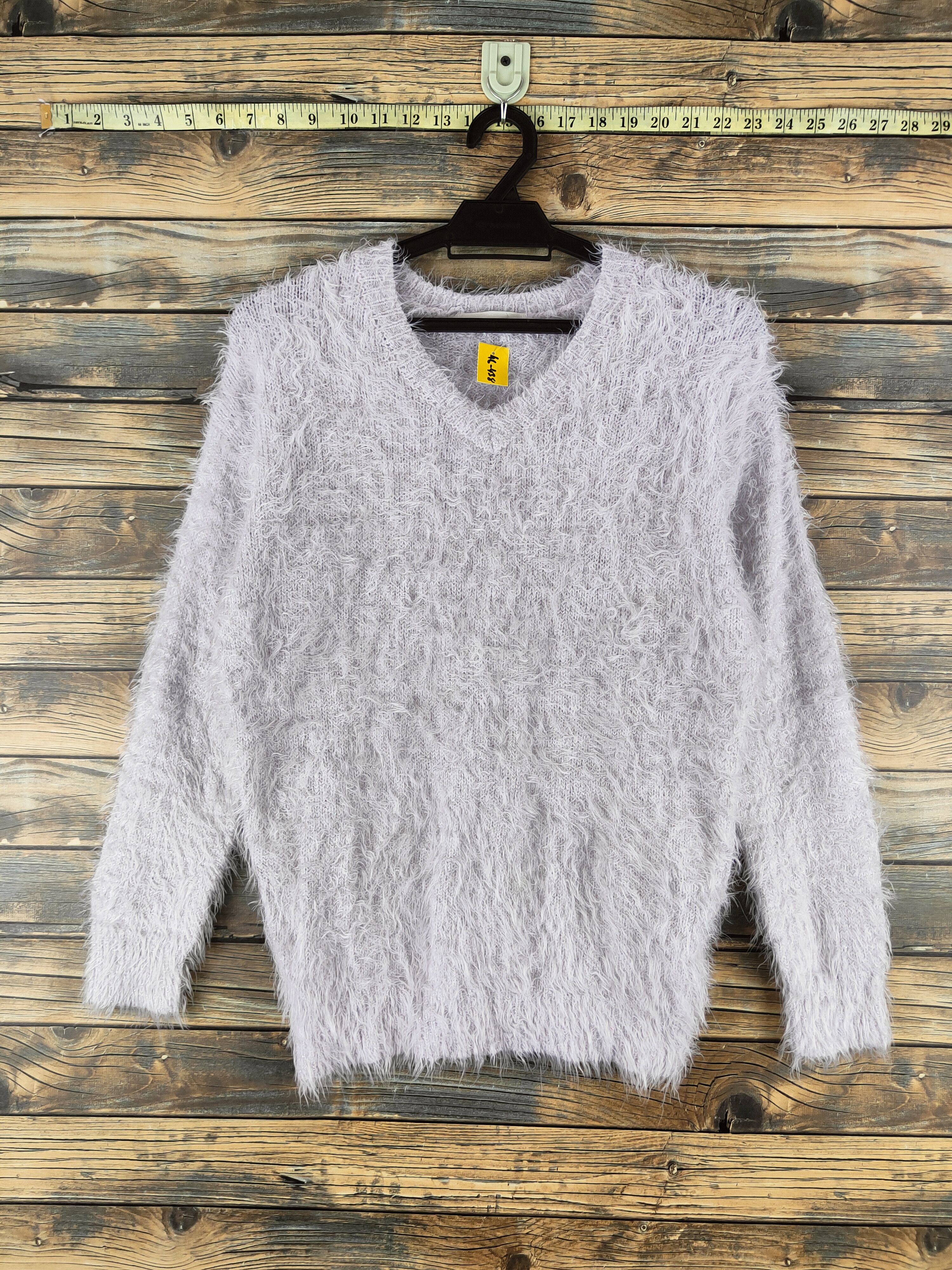 Japanese Brand DL Shoo La Rue Silver Fur Mohair shaggy Knitwear #46-438 Size M / US 6-8 / IT 42-44 - 1 Thumbnail