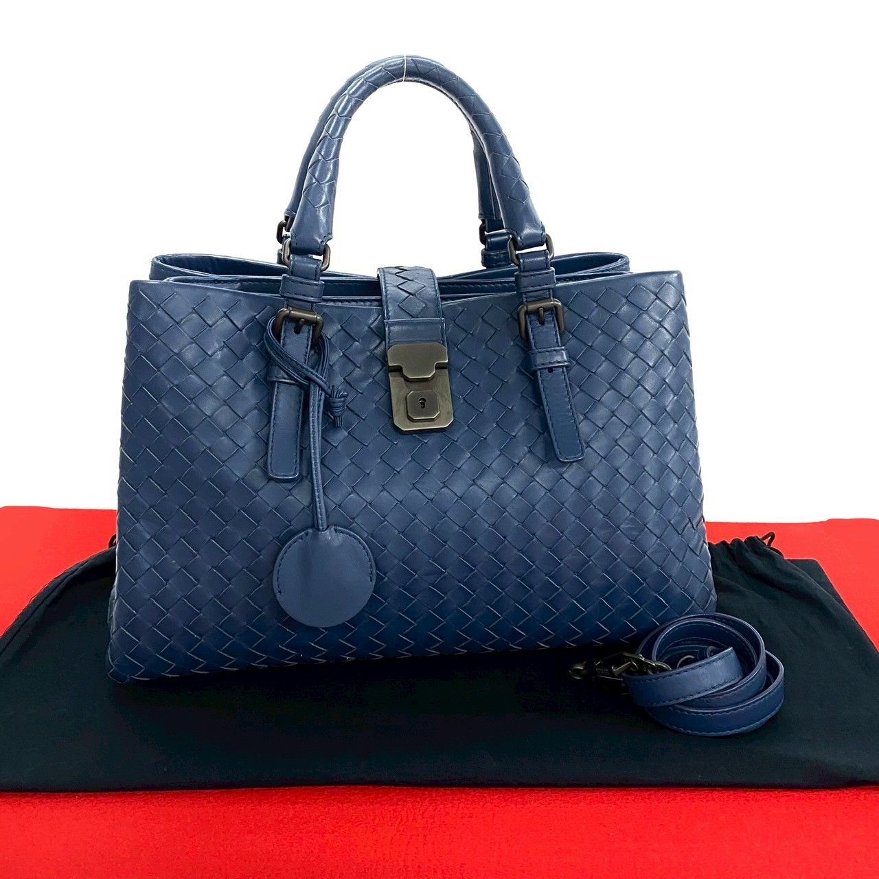 Bottega Veneta Bottega Veneta Intrecciato Leather 2Way Bag Leather Shoulder Bag 56003 in Blue, Women's