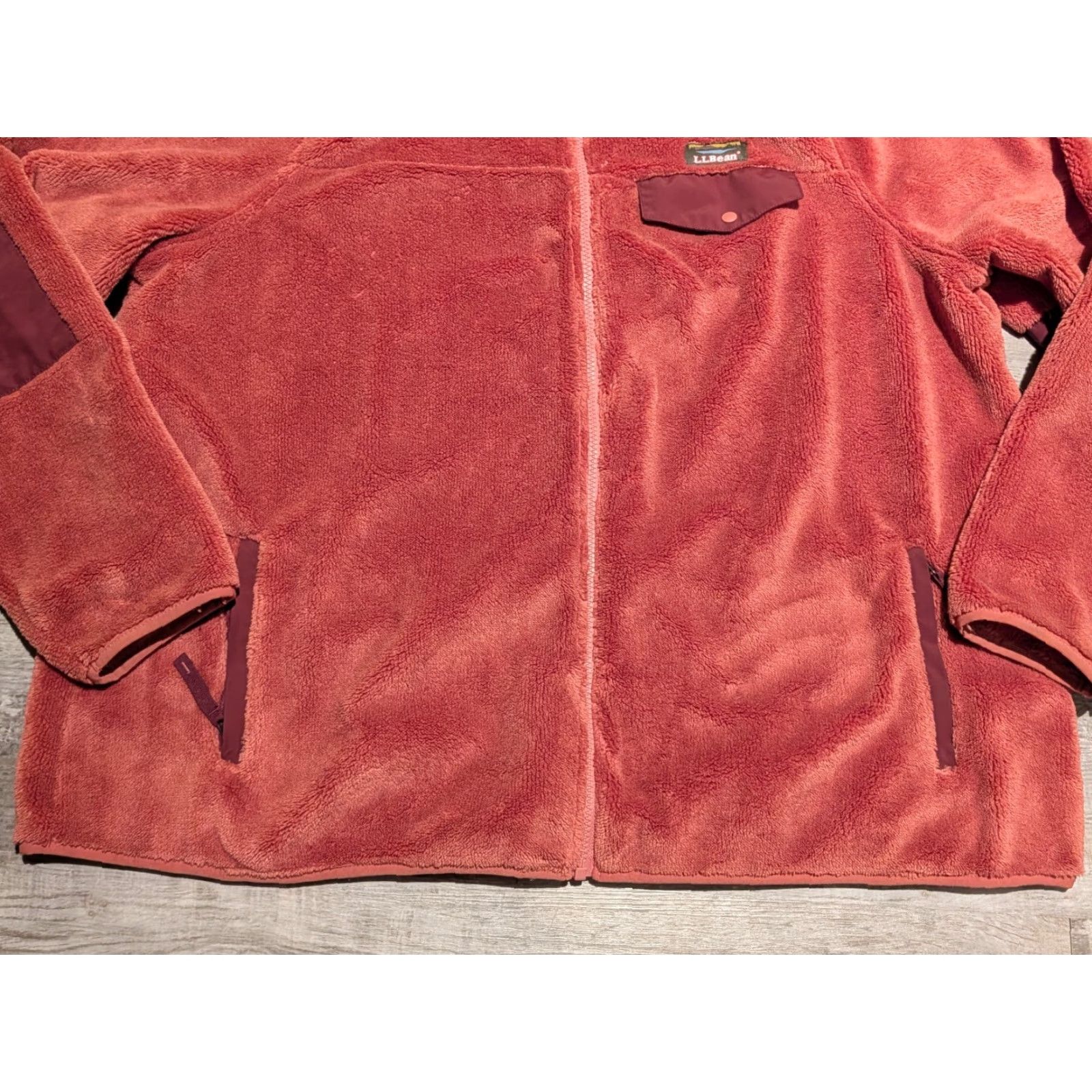 Vintage L.L. Bean Womens Hi-Pile Fleece Sherpa Jacket 2X Dark Red Zip Pockets Casual Travel EUC Ladies Regular Fit Jacket Size XXL / US 16-18 / IT 52-54 - 5 Thumbnail