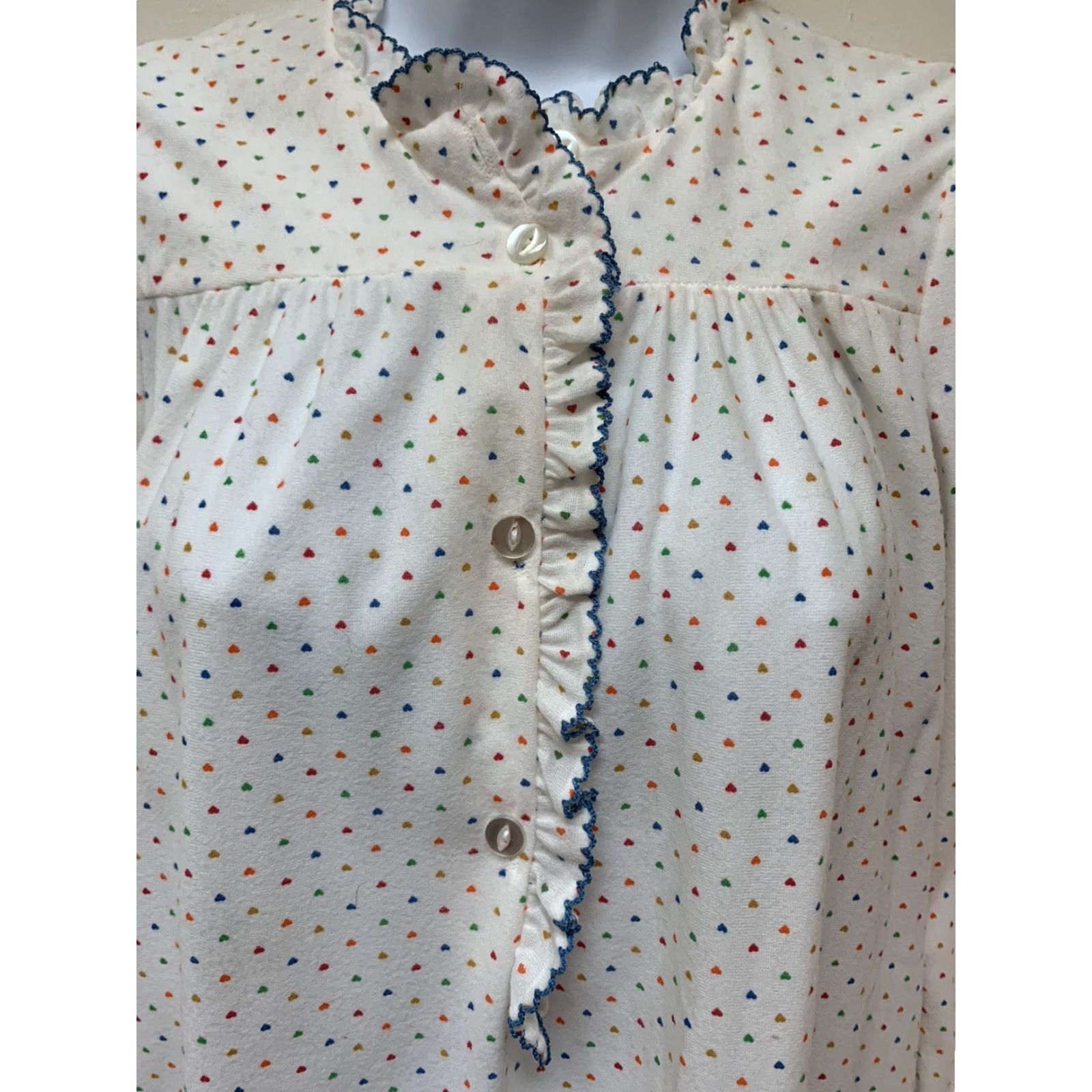 Etro VINTAGE Najla New York Brushed Nylon Long Retro Heart Print Nightgown S USA NOS Size ONE SIZE - 3 Thumbnail