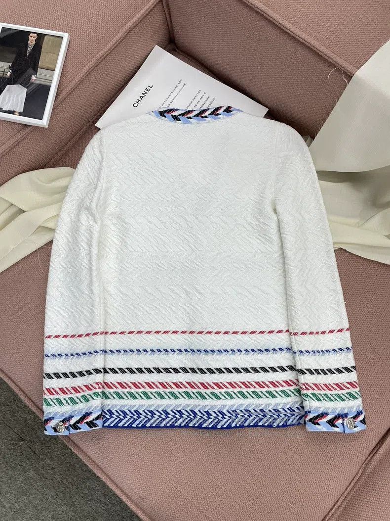Chanel Chanel Airport Series Blue-edged Striped Knitted Cardigan Size XXS / US 00 / IT 34 - 4 Thumbnail