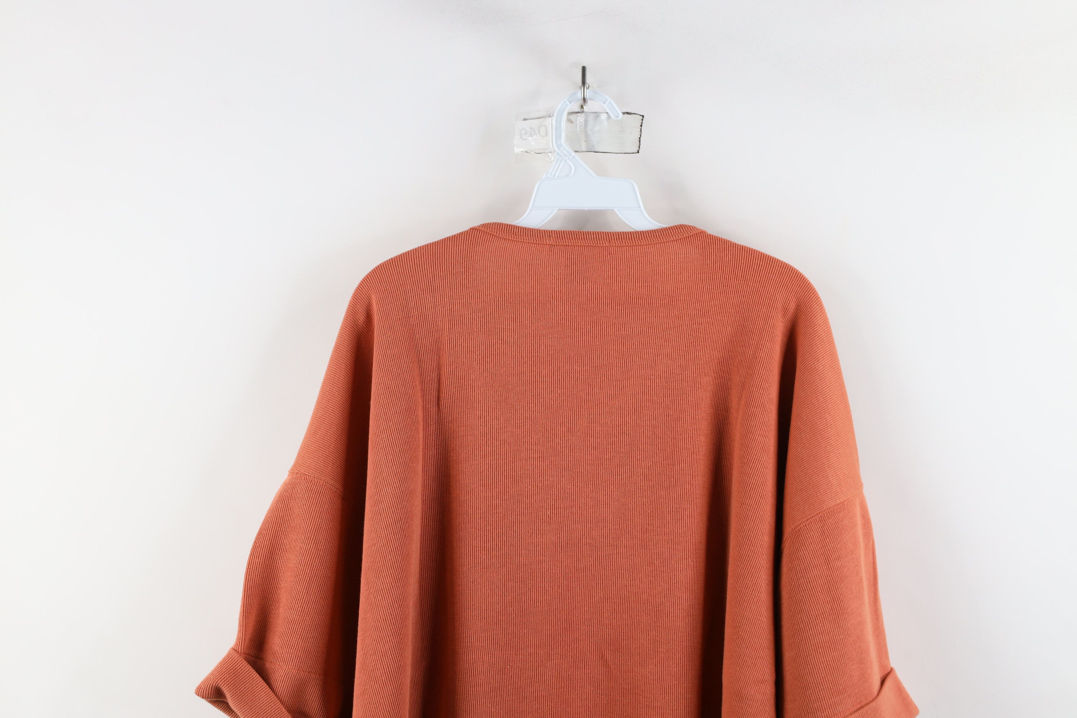 Express × Vintage Vintage 90s Express Thermal Ribbed Knit T-Shirt Pale Orange Size L / US 10 / IT 46 - 12 Thumbnail