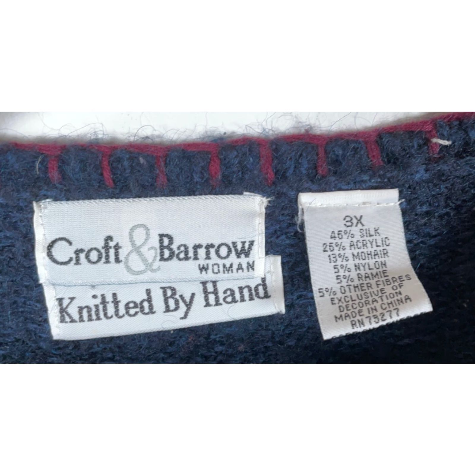 Croft & Barrow VINTAGE Croft & Barrow Cardigan Sweater 3X Women’s Handknit Mitten Applique Blue Crew Neck Long Sleeve Fall Winter 90s Teacher Womens Size XXL / US 16-18 / IT 52-54 - 3 Thumbnail