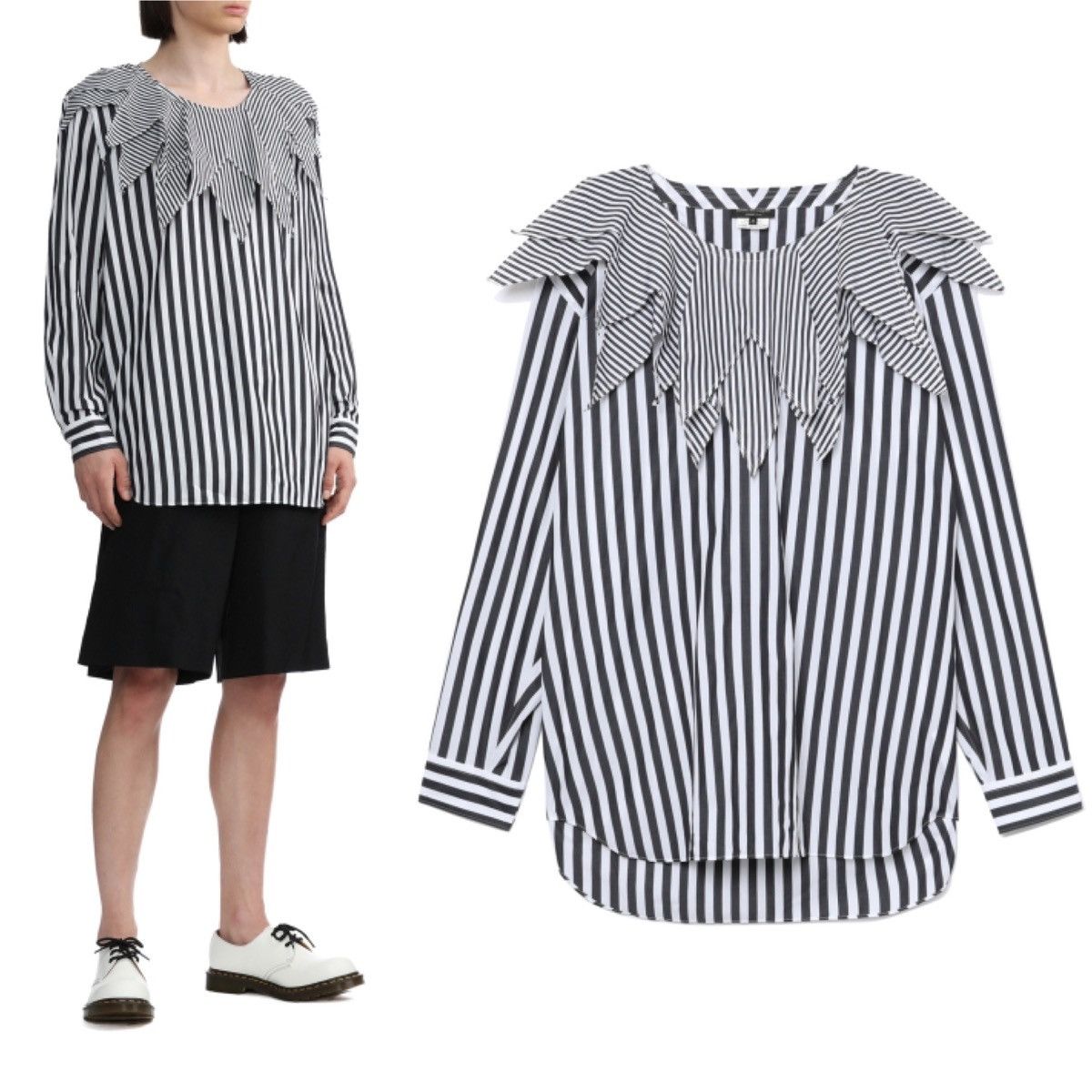 Comme des Garcons × Comme des Garcons Homme Plus Comme des Garcons Homme Plus Zig Zag Collar Stripe Shirt M Size US M / EU 48-50 / 2 - 3 Thumbnail